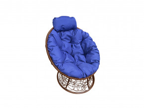 Кресло Папасан мини с ротангом синяя подушка в Нефтеюганске - nefteyugansk.magazinmebel.ru | фото - изображение 1
