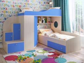 Кровать Кадет 2 Дуб молочный-голубой в Нефтеюганске - nefteyugansk.magazinmebel.ru | фото