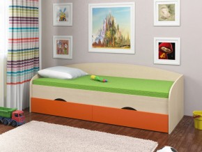 Кровать Соня 2 дуб молочный-оранжевый в Нефтеюганске - nefteyugansk.magazinmebel.ru | фото