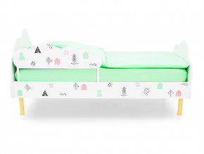 Кровать Stumpa Облако с бортиком рисунок Домики розовый, бирюзовый в Нефтеюганске - nefteyugansk.magazinmebel.ru | фото - изображение 3