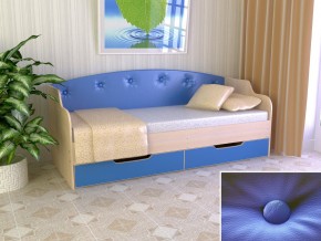 Кровать Юниор Тип 2 дуб молочный/синий 800х1600 в Нефтеюганске - nefteyugansk.magazinmebel.ru | фото - изображение 1